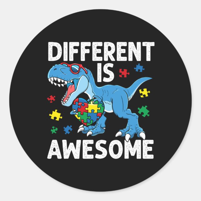 Sticker Rond La différence d'autisme de l'enfant est stupéfiant (Devant)