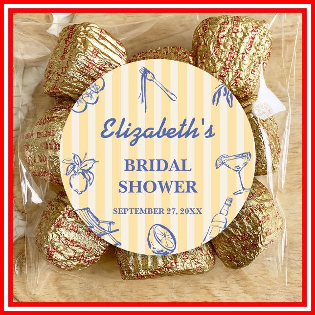 Sticker Rond La Dolce Vita Citrons Shower de Mariage Italien (Créateur téléchargé)