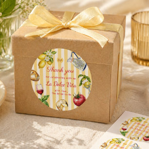 Sticker Rond La Dolce Vita Fête de Mariage Italienne Merci