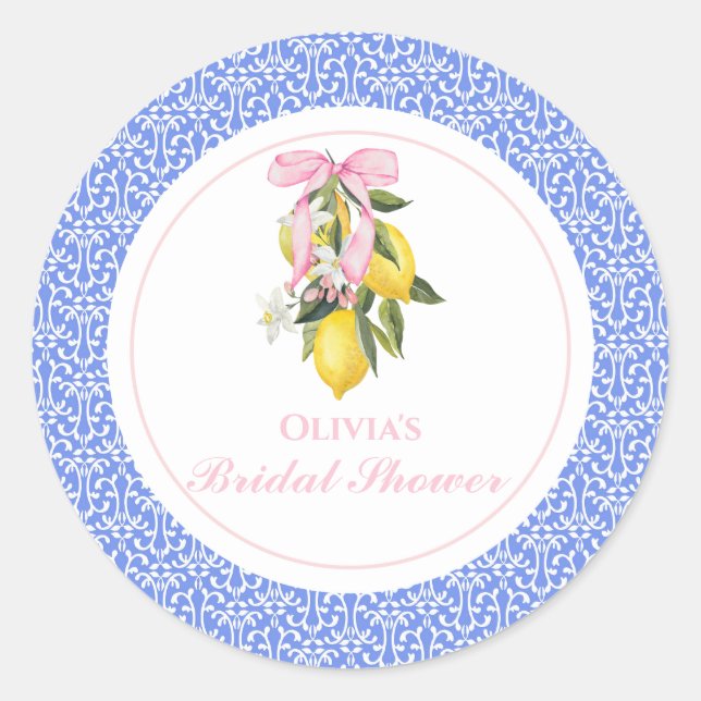 Sticker Rond La Dolce Vita Lemon Rose Bow Mariage (Devant)