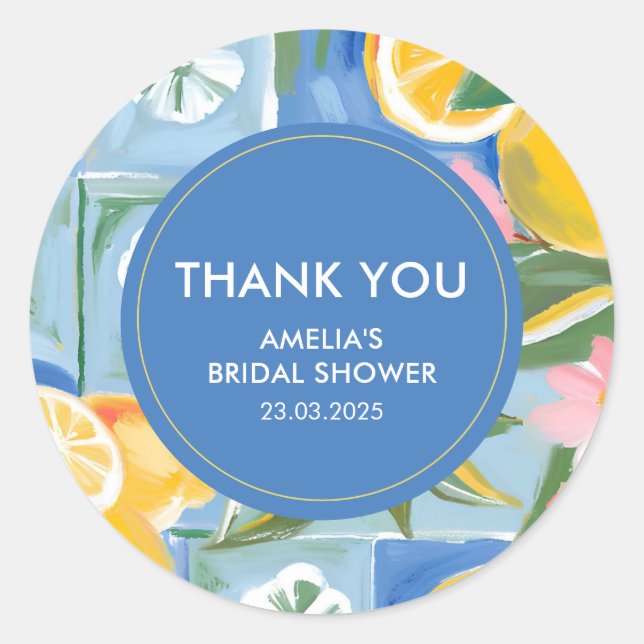 Sticker Rond La dolce vita méditerranéen Shower de mariage d'ét (Devant)