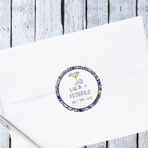 Sticker Rond La Dolce Vita méditerranéenne tuile bleue italienn