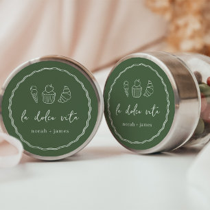 Sticker Rond "La Dolce Vita" Réception de Mariage Manuscrite