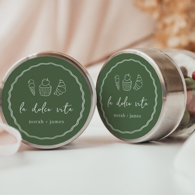 Sticker Rond "La Dolce Vita" Réception de Mariage Manuscrite (Créateur téléchargé)