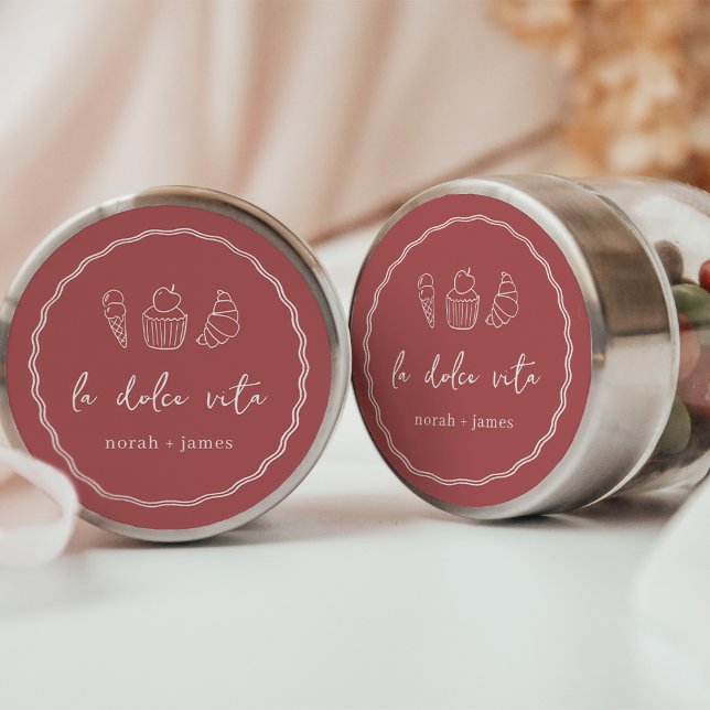 Sticker Rond "La Dolce Vita" Shower de Mariage écrit à la main (Créateur téléchargé)