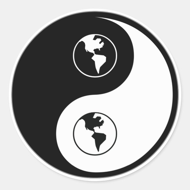 Sticker Rond La domination mondiale de Yin Yang (Devant)