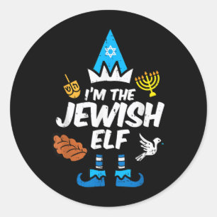 Sticker Rond La famille de lutins juifs Hanukkah Chanukah Homme