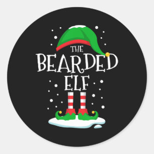 Sticker Rond La Famille de Noël des elfes aux épaules qui corre