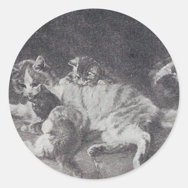 Sticker Rond La famille des chats (Devant)