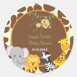 Sticker Rond La faveur de baby shower de jungle de safari