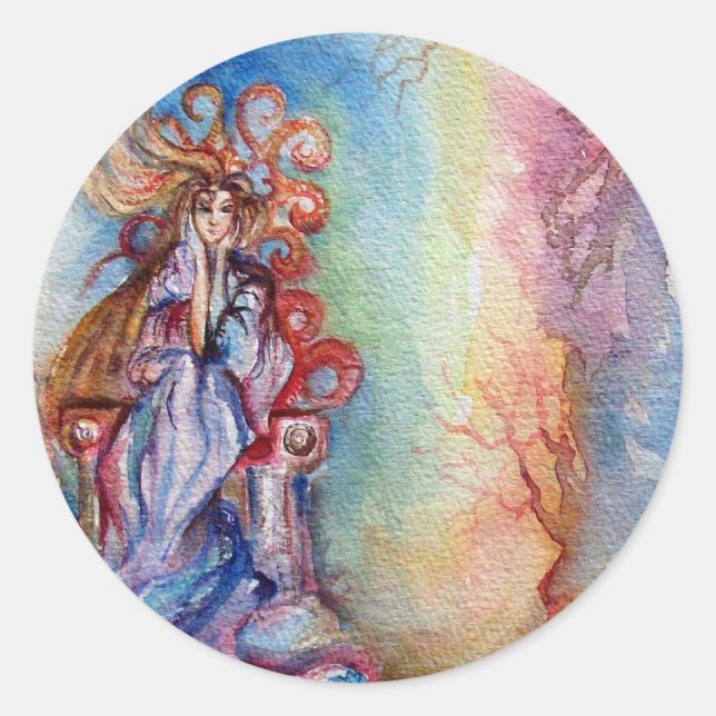 Sticker Rond LA FEMME DU LAC, La Magie et le Mystère (Devant)
