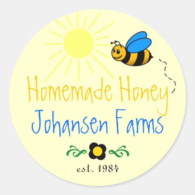 Sticker Rond La ferme maison Honey Bee (Devant)