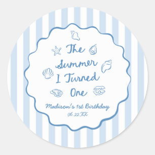 Sticker Rond La fête d'anniversaire de l'été de mes un an
