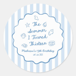 Sticker Rond La fête d'anniversaire de mes 13 ans l'été de mes 