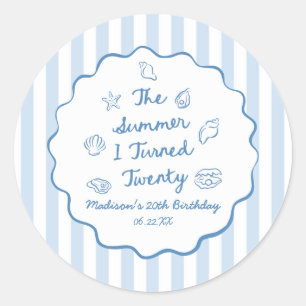 Sticker Rond La fête d'anniversaire de mes 20 ans l'été où j'ai