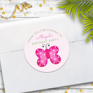 Sticker Rond La Fête des papillons roses privilégie les autocol