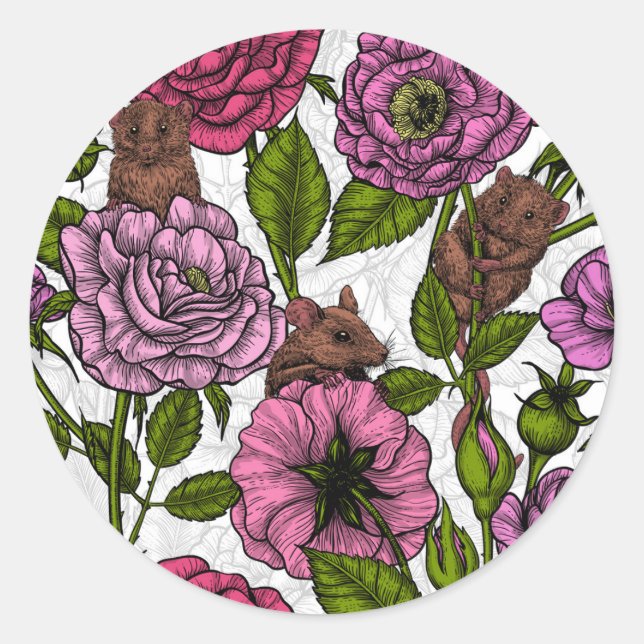 Sticker Rond La fête des souris (Devant)