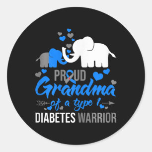 Sticker Rond La Fière Grand-Mère D'Un Animal Guerrier Du Diabèt