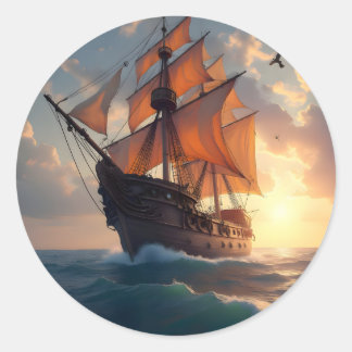 Sticker Rond La fierté du capitaine – Classique d'art maritime