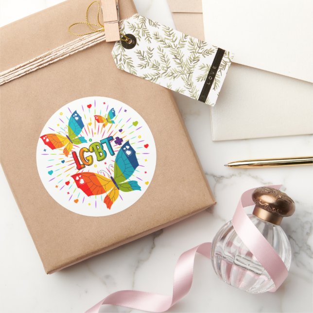 Sticker Rond La fierté papillon L'amour est l'amour Sensibilisa (Cadeaux)