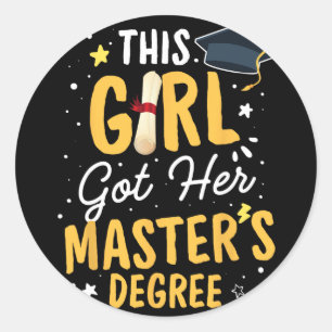Sticker Rond La Fille A Obtenu Sa Maîtrise Diplôme Diplôme Le M