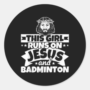 Sticker Rond La Fille Coule Sur Jésus Et Badminton