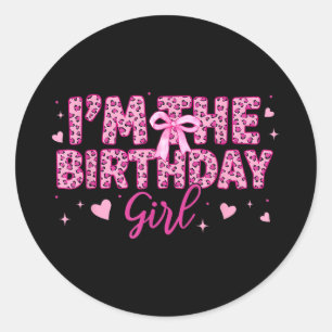 Sticker Rond La fille d'anniversaire léopard guépard animal ros