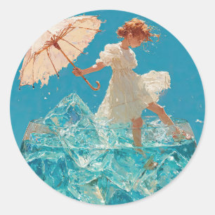 Sticker Rond La Fille dans le Verre