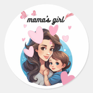 Sticker Rond la fille de maman