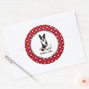 Sticker Rond La fille de maman #2 Boston Terrier Dog (noir) mig