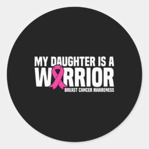 Sticker Rond La Fille Est Un Guerrier Pink Ribbon Cancer Du Sei