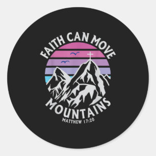 Sticker Rond La foi peut déplacer les montagnes Croix chrétienn