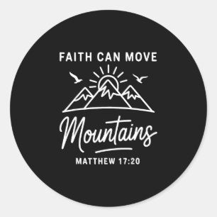 Sticker Rond La foi peut déplacer les montagnes rétro coucher d