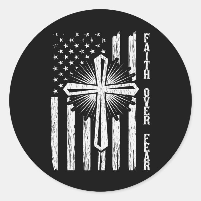 Sticker Rond La foi sur la peur American Pride US Drapeau Chris (Devant)