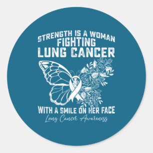 Sticker Rond La force est une femme qui lutte contre le cancer