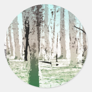 Sticker Rond La forêt de Birch