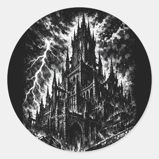 Sticker Rond La Forteresse Noire par BurnsInHell (Devant)