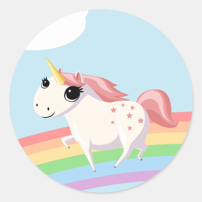 Sticker Rond La fraise à la licorne (Devant)