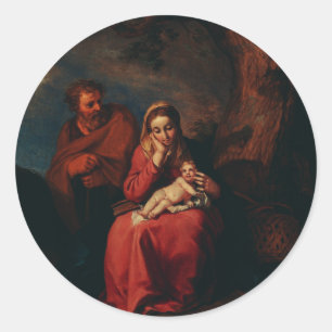 Sticker Rond La Fuite en Égypte par Abraham Bloemaert 