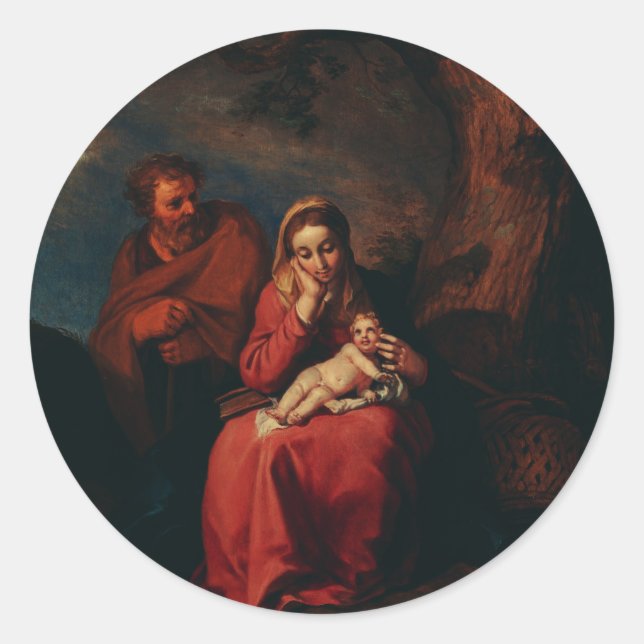 Sticker Rond La Fuite en Égypte par Abraham Bloemaert  (Devant)