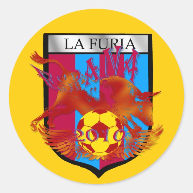 Sticker Rond La furia football fans de football bouclier cadeau (Devant)