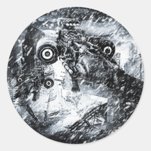 Sticker Rond La future ville ruine l'autocollant