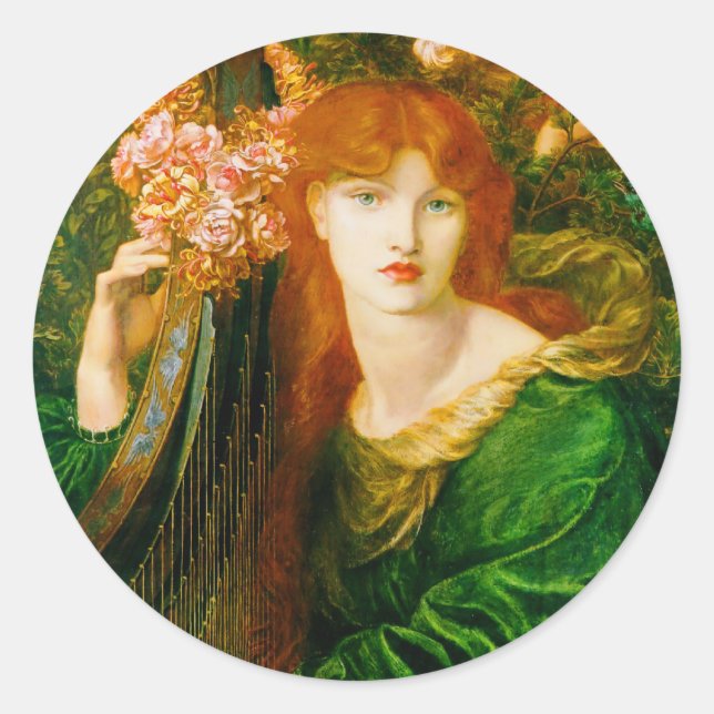 Sticker Rond La Ghirlandata par Dante Gabriel Rossetti (Devant)