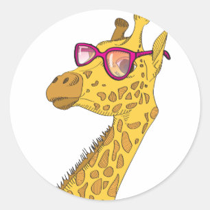 Sticker Rond La girafe Hipster