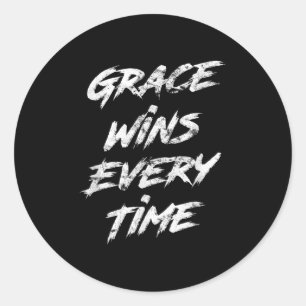 Sticker Rond La grâce gagne chaque fois que la foi chrétienne M