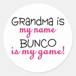 Sticker Rond La grand-maman est mon Bunco nommé est mon jeu