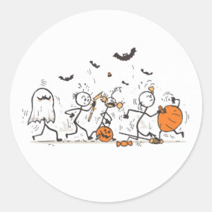 Sticker Rond La grande bataille de bonbons d'Halloween – Bâton