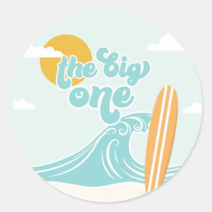 Sticker Rond La Grande Première Plage de Surf 1er Anniversaire