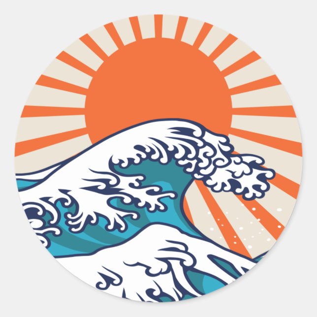 Sticker Rond La Grande vague au large de Kanagawa, vague japona (Devant)
