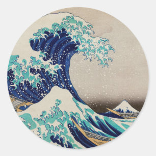 Sticker Rond La Grande Vague au large de Kanagawa vintage